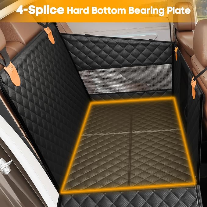 PETICON Large Dog Car Seat, Back Seat Extender for Dogs with Hard Bottom | Waterproof Medium Carseat for Dogs with 3 Mesh Windows, Pet Seat Cover for Cars, Trucks and SUVs