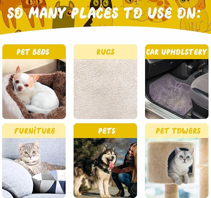 6 Pcs Abbyike Pet Hair Remover Rock Pumice Stone for Dog Cat Hair Pet Removal Cleaning Fur Removal Block Tool Scraper for Car, Carpet, Couch, Beding, Fufmiture Cleaning (6.1 x 2.56 x 1.4 Inch,Yellow)