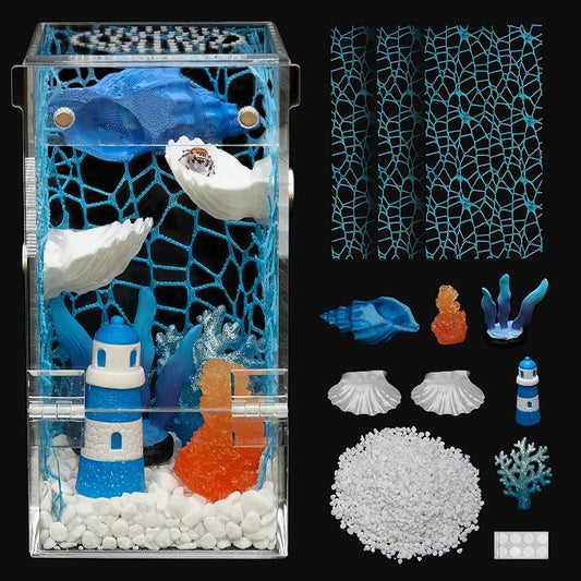 Jumping Spider Enclosure Starter Kit,Escape Proof Ocean Terrarium | Praying Mantis Terrariums,Transparent Acrylic Complete Bug Habitat,All In One Arboreal Tarantula Cribs Cage,Insect Container
