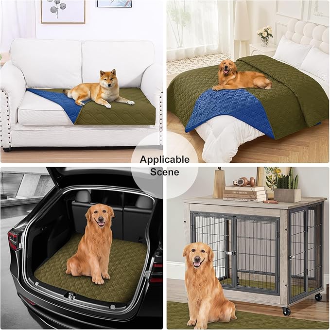 Smiry Reversible Waterproof Couch Covers for Sofa, Washable Dogs Pet Couch Covers for 3 Cushion Sofa Pet Friendly, Water Resistant Furniture Protector Slipcover, Geometric (40"x50", Green/Navy)