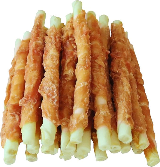Pawant Puppy Training Snacks Dog Chews Treats Chicken Wrapped White Rawhide Sticks 1lb