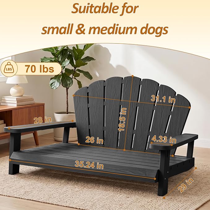 Outdoor Dog Bed, Elevated Dog Bed,Indoor&Outdoor Pet Furniture(Black) | Waterproof Dog Couch,Sturdy Dog Patio Lounge Chair,Chew Resistant Outdoor Dog Furniture for Small&Medium Dogs
