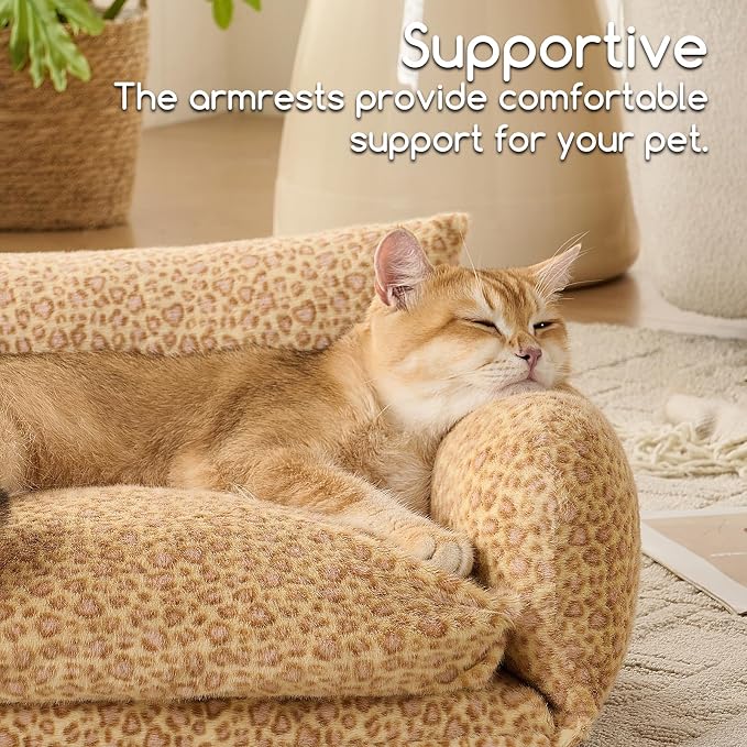 Hollypet Cat Bed Small Dog Orthopedic Couch Beds for Pets up to 13 lbs | Fluffy Multifunctional Double-Layer Warming Kitten Pet Couch Orthopedic Beds with Machine Washable Cover and Non-Slip Bottom