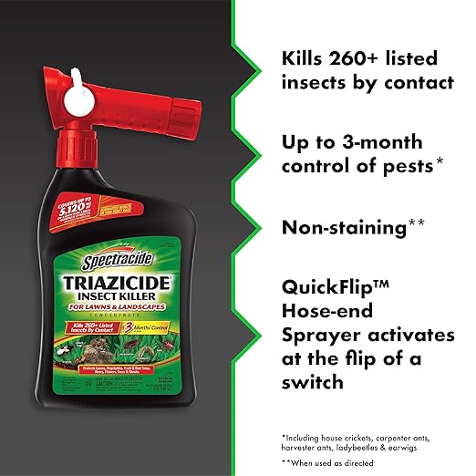 Spectracide Triazicide Insect Killer For Lawns & Landscapes Concentrate (Ready-To-Spray), Protects Lawns, Vegetables, Fruit & Nut Trees, Roses, Flowers & Shrubs, 32 fl Ounce