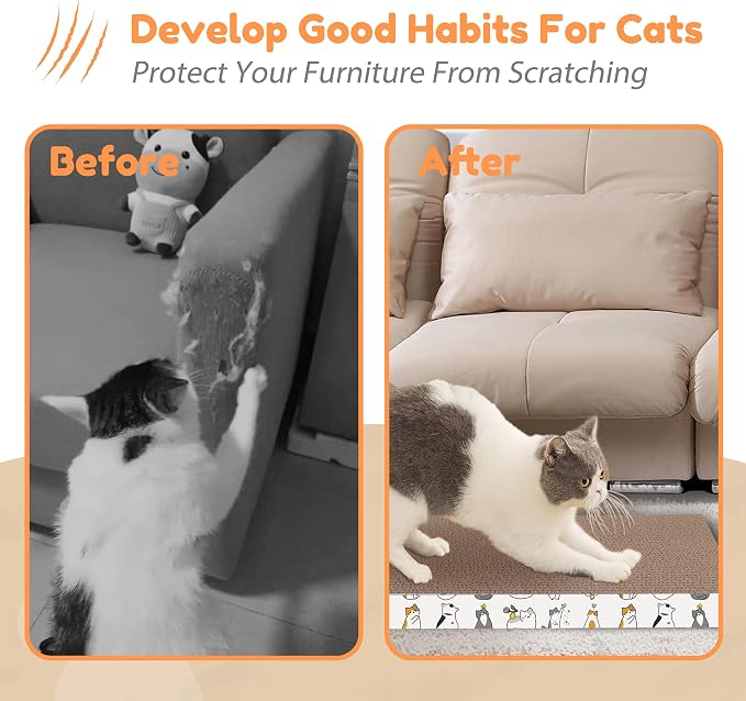 PatiencET Cat Scratch Pad with Box, 4 Pack Cardboard Cat Scratcher Lounge Bed for Indoor Cats, Reversible Corrugated Scratching Board Refill with Catnip