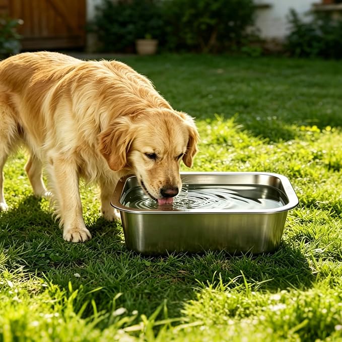 Stainless Steel Large Dog Water Bowl, Outdoor Dog Water Bowl, High Capacity Metal Dog Food Bowls, for Dog & Cat, Big, X- Large Pet 1.25 Gallons