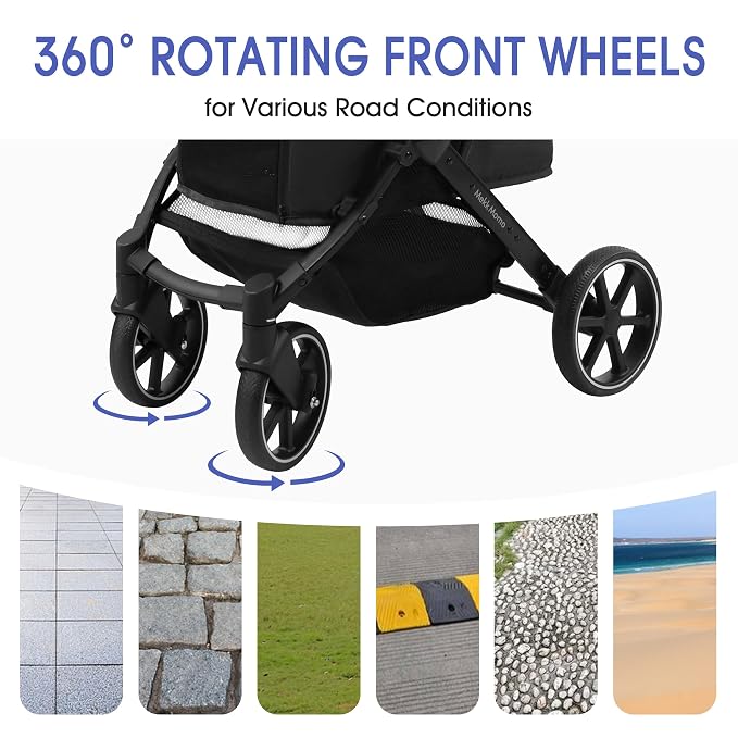 Pet Stroller for Small Medium Dogs Cats, Dog Stroller 4-Wheel Pet Strollers for Medium Dogs Up to 45lbs, Storage Basket, Sun Shades & Waterproof Fabric, Black