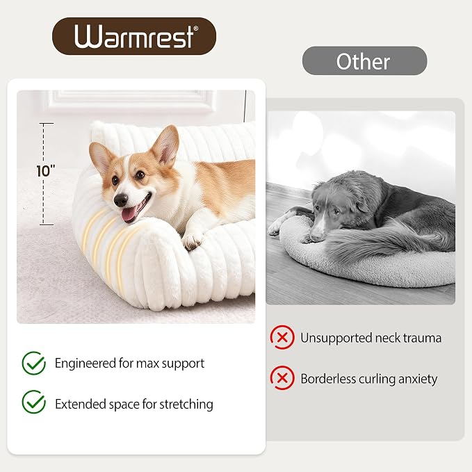 Dog Couch for Pets, Cute Small Dog Bed Medium Size Dogs with Cozy Soft Faux Rabbit Fur for Small & Medium Dogs, Supportive Pet Sofa with Removable Washable Cover, Cream, 36"