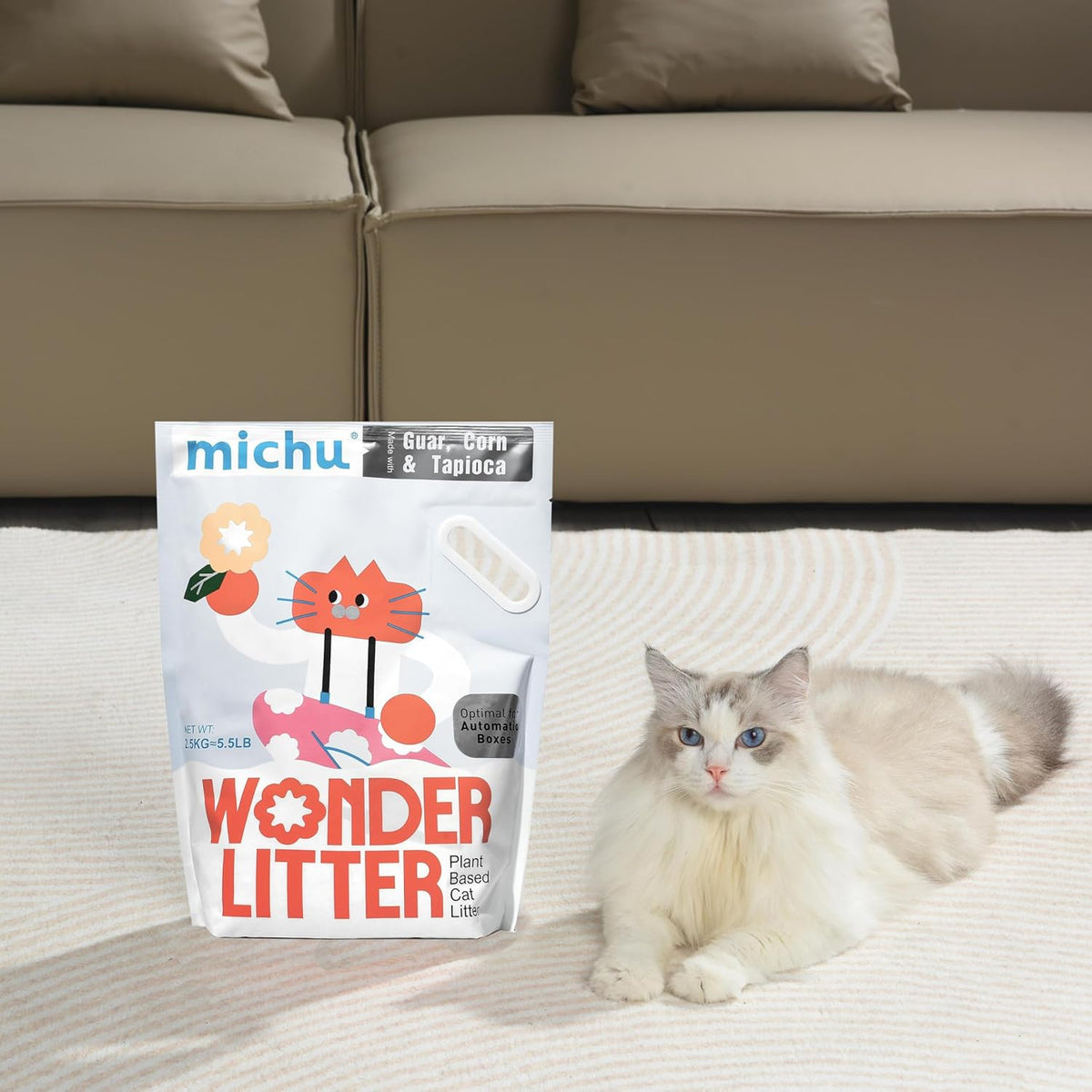 Tofu Cat Litter Natural Clumping Tofu Cat Litter 5.5lb/88oz 5 Scents (Peach + Wonder Litter, 2 Pack)