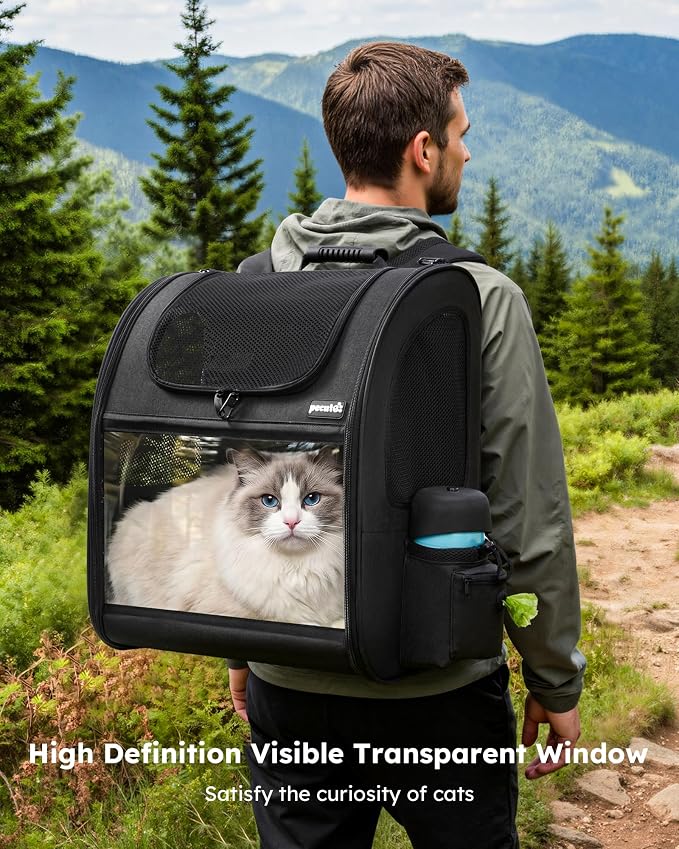 pecute Cat Backpack Expandable, Cat Carrier Backpack Acrylic Window, XL