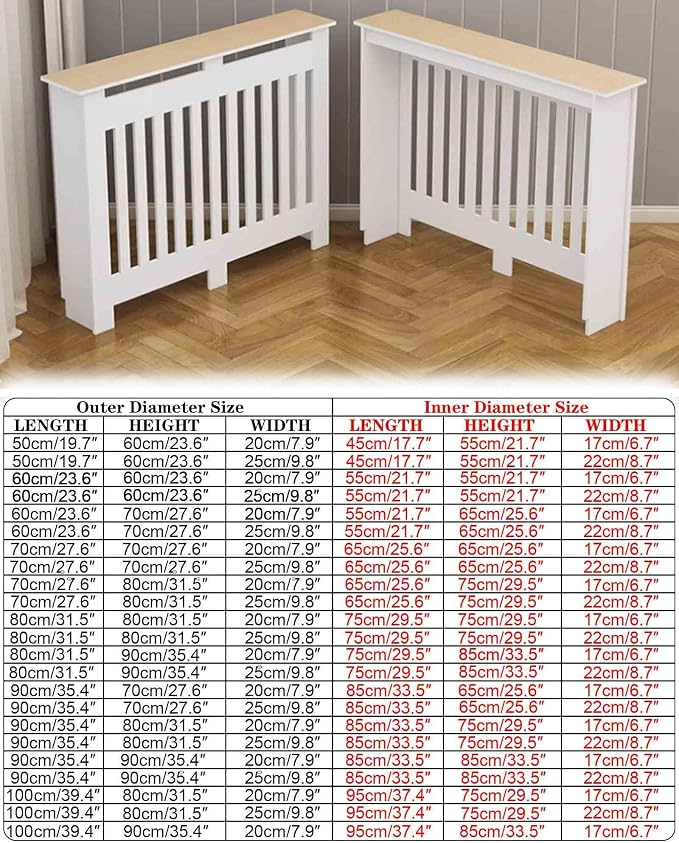 Modern Radiator Covers Wall Heater Cover Cabinet Shelf Bathroom Floor Radiator Shelve, Hide Cluttered Pipes/Easy to Install, Suitable for Household Living Room, White(39.4" Lx35.4 Hx7.9 W)