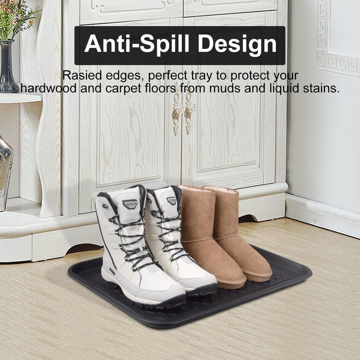 Multi-Purpose Boot Tray Mat,Shoe Tray Mat,Pet Bowl Tray,Waterproof Trays for Indoor and Outdoor Floor Protection,24" x 15"/Medium …