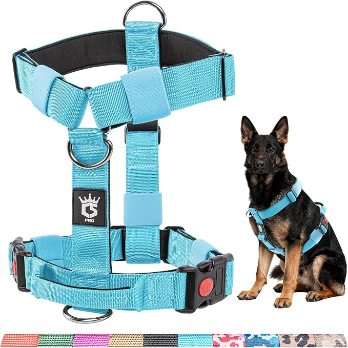 TSPRO Tactical Heavy Duty Dog Harness, Quick Release Buckle & Top Handle | Premium No Pull Dog Vest Harnesses, Adjustable, Soft Padded Lining, 1.25-Inch Wide for Medium Large Dogs, Walking & Training