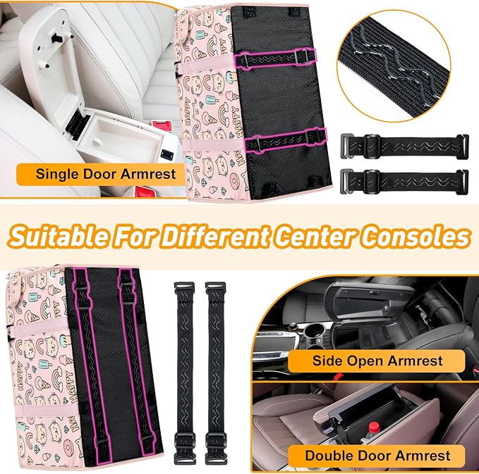 Console Dog Car Seat for Small Dogs, Foldable Booster Seat, Pink Kitten | Portable Booster Seat Sits On Car Console/ Armrest. Foldable for Easy Storage. for Center Console, Easy To Clean.