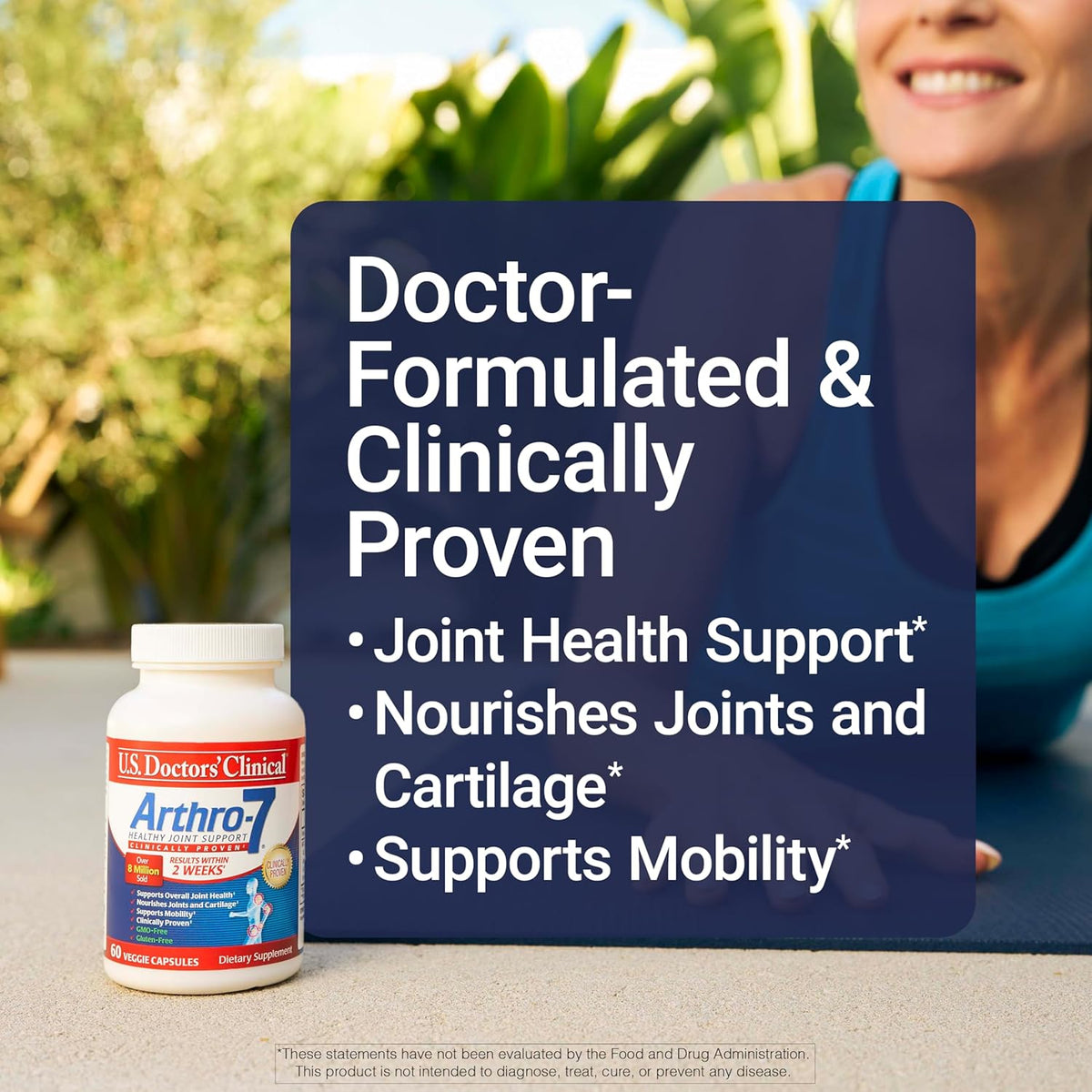 U.S. Doctors’ Clinical Arthro-7 - Clinically Proven Joint Support Complex with Turmeric, MSM, Collagen, Bromelain for Flexibility, Mobility, and Strong Cartilage - 60 Capsules - 15/30-Day Supply