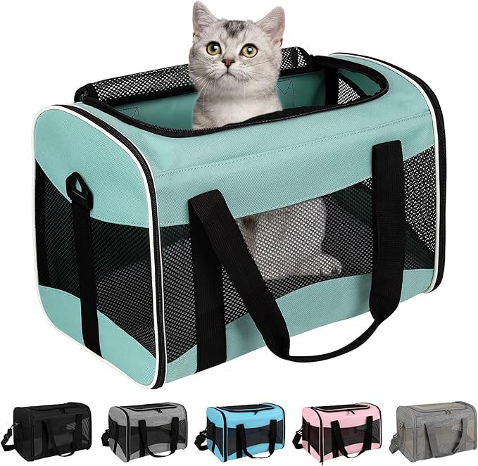 Cat Dog Carriers Soft-Sided Pet Carrier Large Cats for Medium Big Cat Small Dog Puppy up to 16lbs TSA Airline Approved Animal Collapsible Cat Carrier Carriers Travel Carrier Cat Bag (17x11x11)
