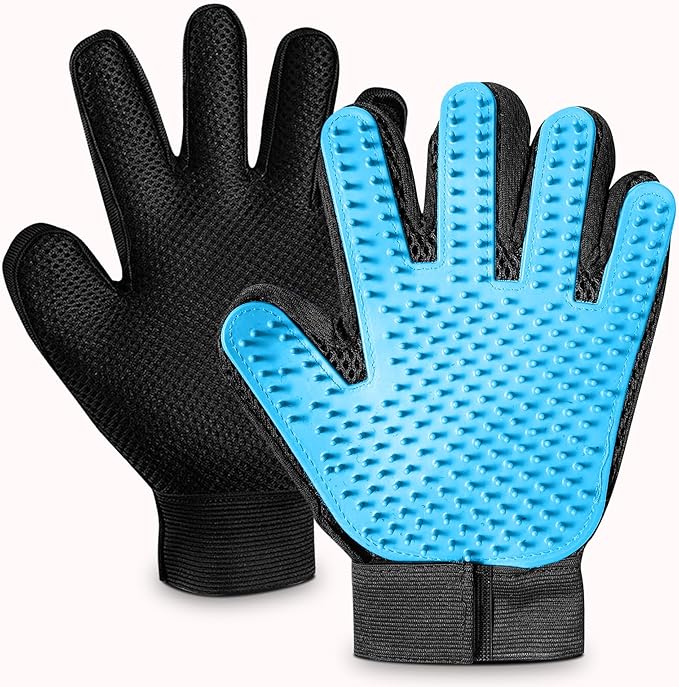 ZENELANEP Upgrade Pet Grooming Gloves, Grooming Gloves for Dogs, Cats, Rabbits & Horses with Long and Short Hair, Efficient Pets Hair Remover Mittens - 1 Pair (Sky Blue)