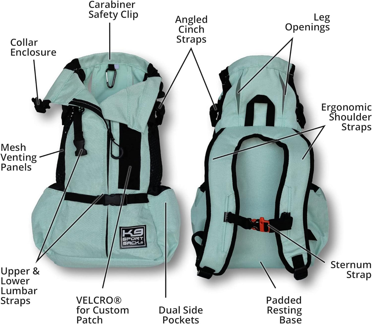 K9 Sport Sack Air 2 - Medium, Summer Mint - Ideal for Dogs with 17-19” Back Length - Durable, Breathable Backpack-Style Carrier - Perfect for Walks, Short Hikes & Public Transportation