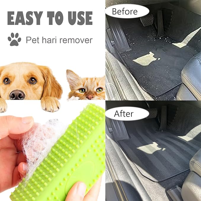 2 Pieces Pet Dog Cat Hair Remover, Block Roller Cleaner, Hollow Silicone Cleaner Brush for Sofa, Car Interiors, Furnishings, Carpets, Bedding or Any Fabric (Yellow, Green)