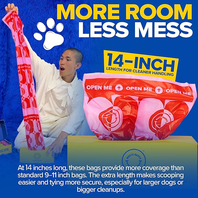 Poop Bags for Dogs 200 Count - 14" Extra Long Leak-Resistant Waste Bag Tissue Box - Unscented Extra Thick Poop Bag, Easy to Tear Dog Bags for Poop - Convenient Dispenser Box - Dog Supplies