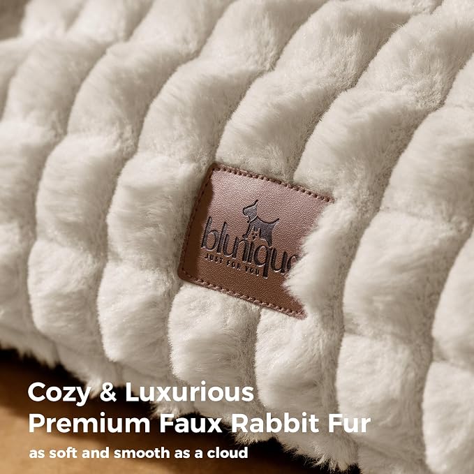 Orthopedic Dog Bed for Medium Dogs, Supportive Couch Style Pet Bed with Faux Rabbit Fur, Washable Removable Cover, 3D Diamond Pattern, 36 Inch, Off White