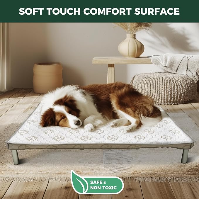 FXW TitanNest Cooling Chew-Proof Elevated Dog Bed with Cover for Large Dogs | Easy to Clean, Pre-assembly Raised Cot, Indoor/Outdoor/Camping, 47 x 29 x 7.3in