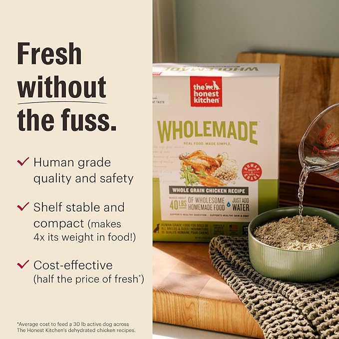 The Honest Kitchen Human Grade Wholemade™ Dehydrated Whole Grain Dog Food - Complete & Balanced Meal or Topper - Beef & Oat 10 lb Box