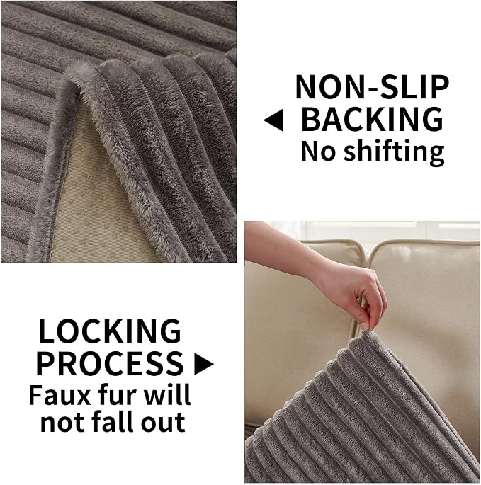 HAOMAIJIA Waterproof Couch Cover for Dogs Washable,Faux Fur Pet Couch Covers for Sofa,Soft Dog Bed Cover Non-Slip Couch Covers for 3 Cushion Couch Sofa Pet Friendly (Grey, 35" x 47" 1 Pack)