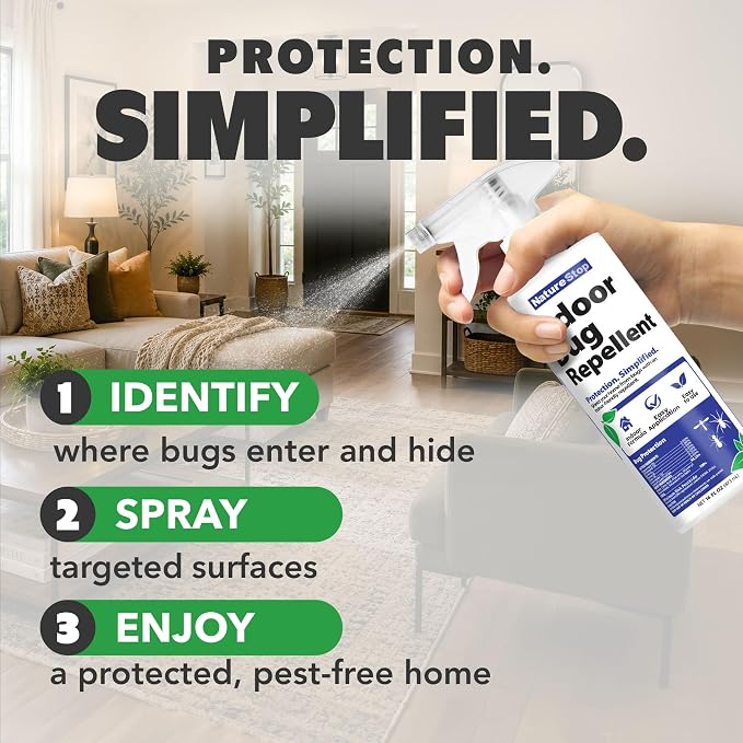 Indoor Bug Repellent Spray (16oz) | Protects Indoor Spaces, Pet & Family Friendly, Plant-Based Active Ingredients, For Kitchens & Living Areas, Indoor Use