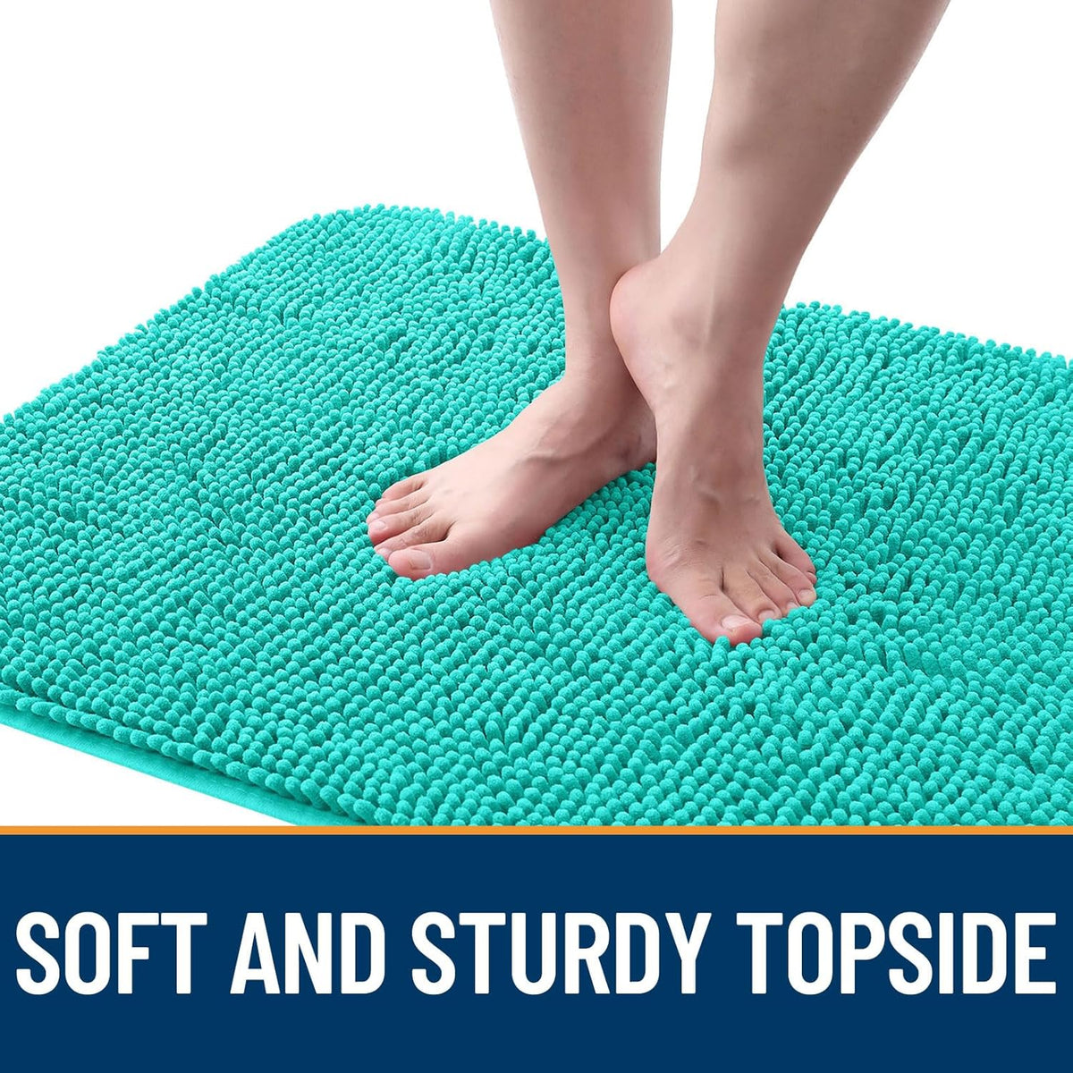 OLANLY Dog Door Mat for Muddy Paws 24x16, Absorbs Moisture and Dirt, Absorbent Non-Slip Washable Doormat, Quick Dry Chenille Mud Mat for Dogs, Entry Indoor Entryway Carpet for Inside Floor, Teal