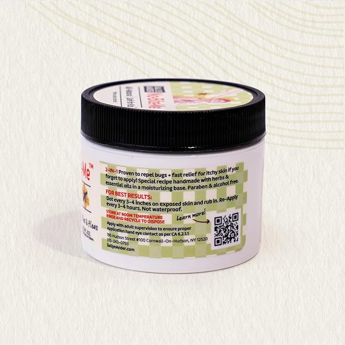 SALLYEANDER No Bite Me Natural Bug & Insect Repellent Lotion - DEET-Free Anti-Itch Cream - Safe for Kids, Infants & Adults - Repels Mosquitoes, Black Flies, Fleas & Ticks - Made in USA, 2oz