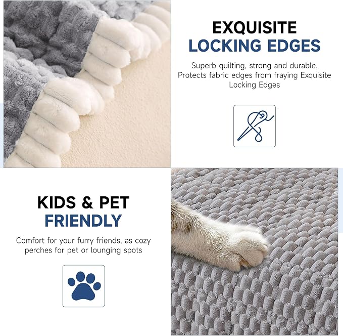 OTOB Couch Covers for Sofa Pet Friendly, Washable & Non Slip Fuzzy Dog Couch Cover Love Seat Sofa Slipcovers Cushion Mat, Cozy Soft All Seasons Plush Furniture Protector (Light Gray, 27.6" x 59.1")
