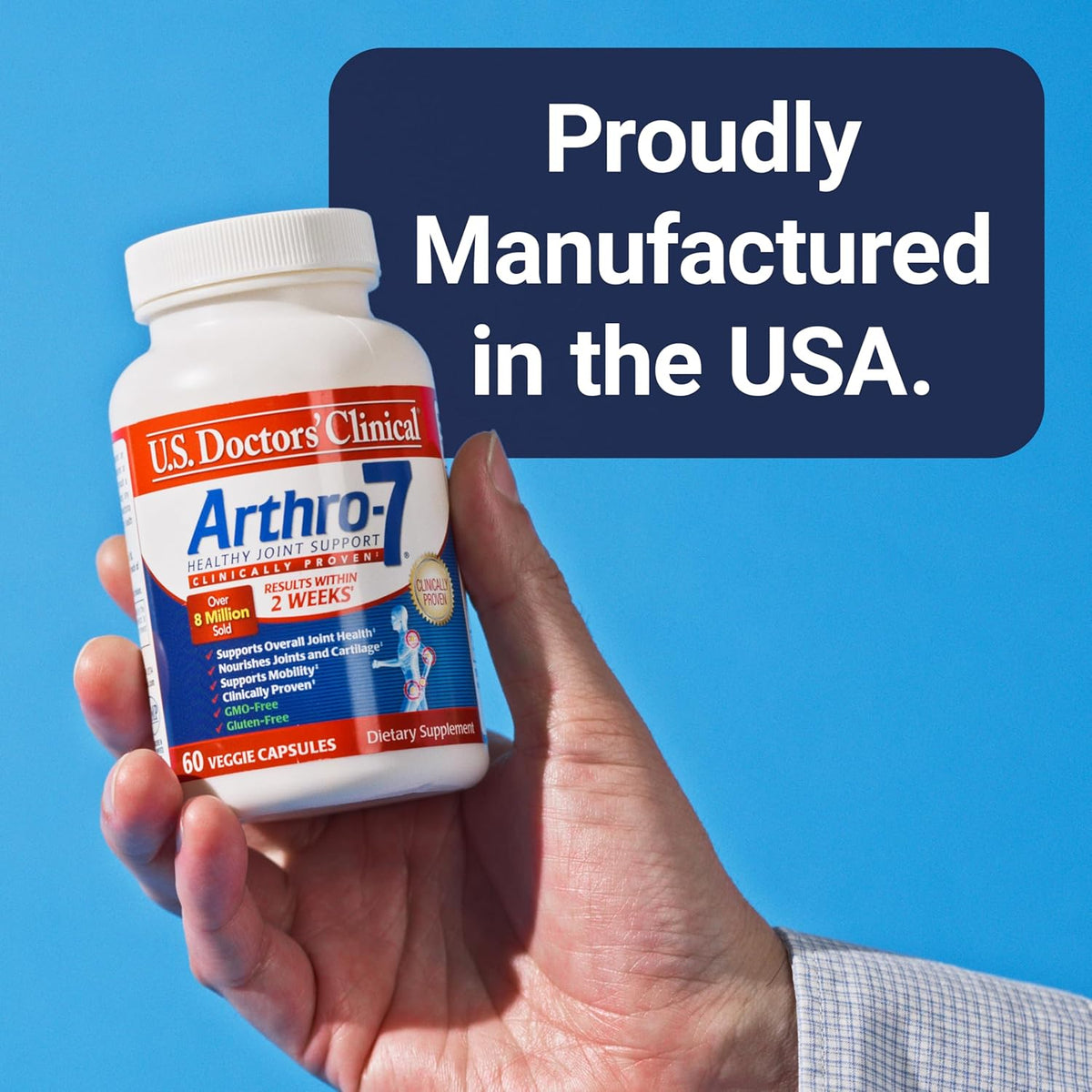 U.S. Doctors’ Clinical Arthro-7 - Clinically Proven Joint Support Complex with Turmeric, MSM, Collagen, Bromelain for Flexibility, Mobility, and Strong Cartilage - 60 Capsules - 15/30-Day Supply