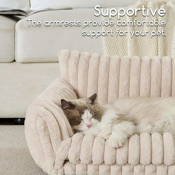 Hollypet Cat Bed Small Dog Orthopedic Couch Beds for Pets up to 20 lbs | Fluffy Multifunctional Double-Layer Warming Kitten Pet Couch Orthopedic Beds with Machine Washable Cover and Non-Slip Bottom