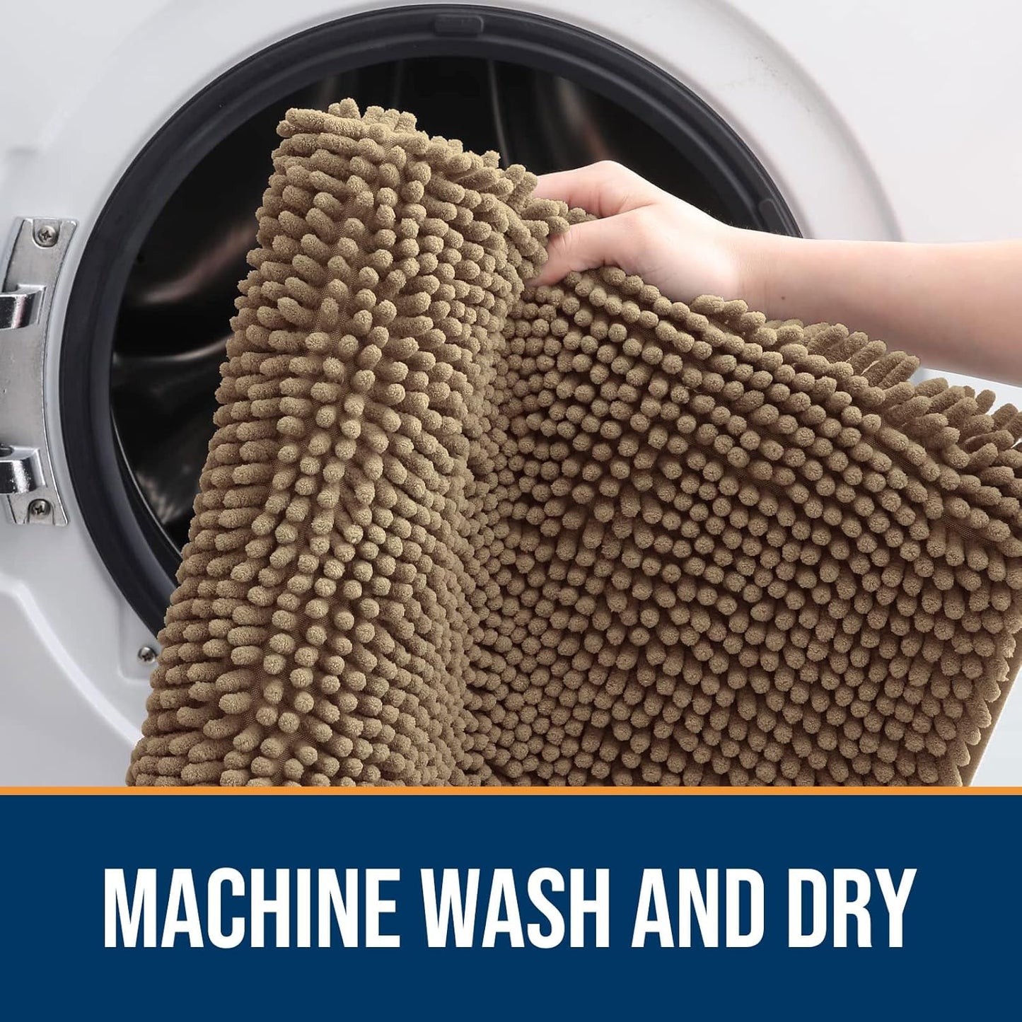 OLANLY Dog Door Mat for Muddy Paws 30x17, Absorbs Moisture and Dirt, Absorbent Non-Slip Washable Doormat, Quick Dry Chenille Mud Mat for Dogs, Entry Indoor Entryway Carpet for Inside Floor, Tan