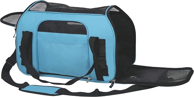 EliteField Soft Sided Pet Carrier (3 Year Warranty, Airline Approved), Multiple Sizes and Colors Available (Large: 19" L x 10" W x 13" H, Sky Blue)