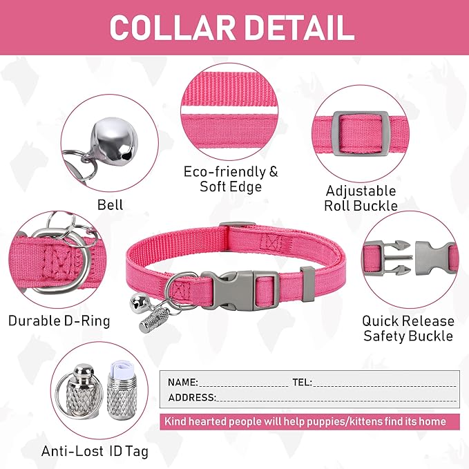 GAMUDA Small Pet Harness Collar and Leash Set, Step in No Chock No Pull Linen Fabric Soft Mesh Dog Vest Harnesses Reflective for Dogs Puppy Cats Kitten Rabbit (Pink, XS)