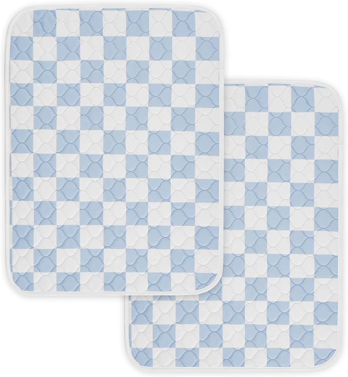 2 Pack Blue Checkered Washable Pee Pads for Dogs, Checkered Reusable Dog Pee Pads, for Puppy Playpen, Crate, Whelping Box, Potty Training, Cute Aesthetic Absorbency, Leak-Proof Non-Slip