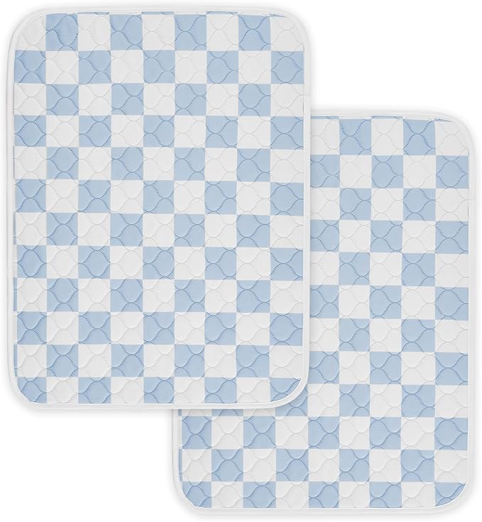 2 Pack Blue Checkered Washable Pee Pads for Dogs, Checkered Reusable Dog Pee Pads, for Puppy Playpen, Crate, Whelping Box, Potty Training, Cute Aesthetic Absorbency, Leak-Proof Non-Slip, Large