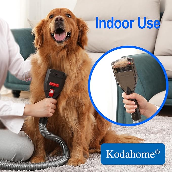 Dog Brush Vacuum Attachment with 1"-1.75" Universal Adapters for Vacuum Cleaners, Pet Hair Shedding Grooming Tool Kit with Long Extension Hose