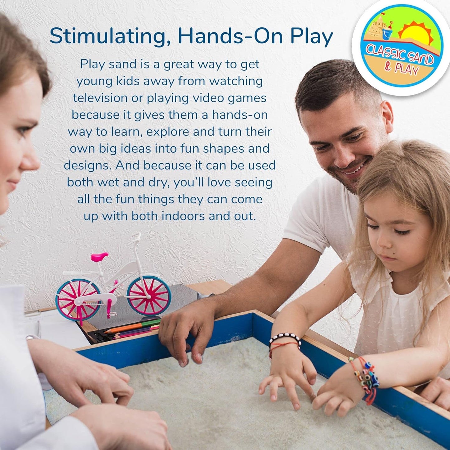 Classic Sand and Play Sand for Sandbox, Table, Therapy, and Outdoor Use, 20 lb. Bag, Natural, Non-Toxic, Wet Castle Building for Creativity and Stimulates Sensory Skills