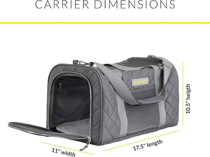 rocket & rex Premium Designer Pet Carrier, Airline Approved (Soft-Sided) | Boutique-quality construction, water-resistant premium materials. Rigid frame, collapsible, TSA/airline approved.