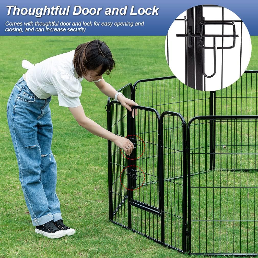 BestPet Dog Playpen Indoor 40 inch 32 Panels Metal Dog Pen Pet Dog Fence Outdoor Exercise Pen with Doors,Pet Puppy Playpen for RV Camping Yard, Black