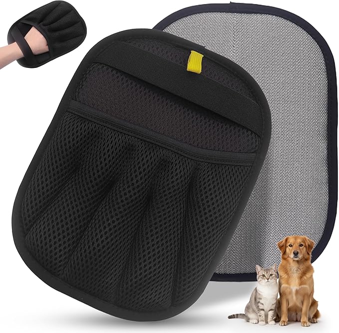 Choodeks Electrostatic pet Hair Removal Glove, Reusable The Magic Brush, 2-Piece pet Glove Set for Furniture, Clothing, Car Seats, Reusable 2-in-1 Design, 1 Pack