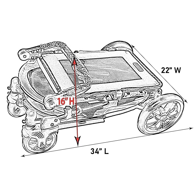 Pet Gear NO-Zip Pet Stroller with Dual Entry, Push Button Zipperless Entry for Single or Multiple Dogs/Cats, Pet Can Easily Walk in/Out, Gel-Filled Tires, Pebble, Excursion