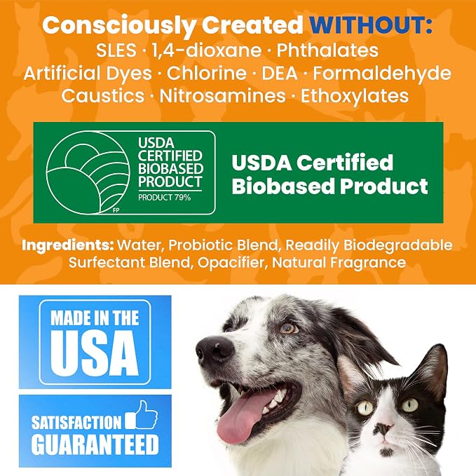 Unique Advanced Cat Odor & Stain Remover, Enzyme Cleaner Spray for Urine & Pet Accidents, Eliminates Odors at the Source, Carpet & Fabric Safe, 24 oz