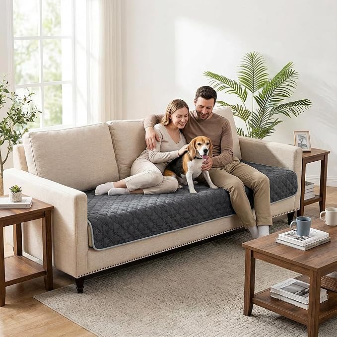 Waterproof Dog Blanket, Couch Cover for Dogs Washable, Reversible Dog Bed Cover.(Dark＆Light Grey, 30 X 53 Inch - 1 Pack)
