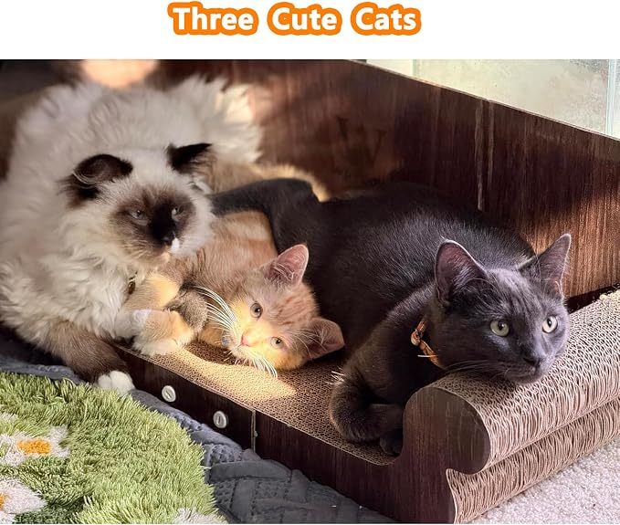 Extra Large Cat Scratcher Bed, 32 Inch Cat Scratching Board Cat Couch, Durable Cardboard Cat Scratcher Lounger, Modern Stylish Cats Bed for Indoor Cats, Furniture Protector