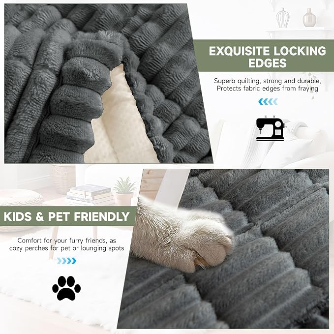 OTOB Couch Cover for Dogs Washable, Non Slip Funny Pet Couch Covers Sofa Slipcovers Cushion Mat, Plush Soft Cozy Pet Friendly Furniture Protector, All Seasons (Dark Gray, 23.6" x 47.2")