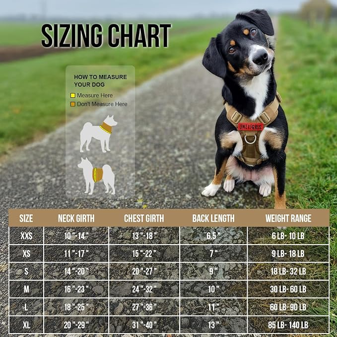 OneTigris Tactical Dog Harness with Handle No-Pull Adjustable for Small Dog | Military 1000D Pullable Nylon, Service Dog Vest with Hook & Loop Panels, Easy On & Off for Walking Hiking Training Brown XS